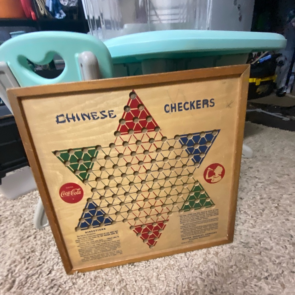 Vintage Double Sided Chinese Checkers/classic Wooden Game Board -